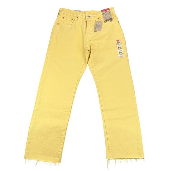 NWT LEVI'S Women's 501 Original High Rise Straight Cropped Jeans 25 X 26 Yellow - Picture 2 of 9
